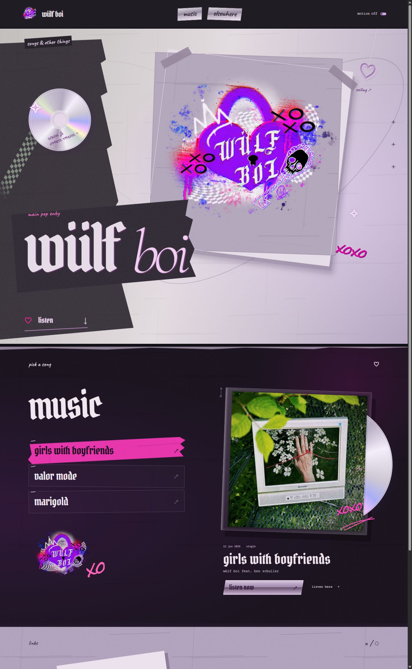 Screenshot of the live wülf boi website